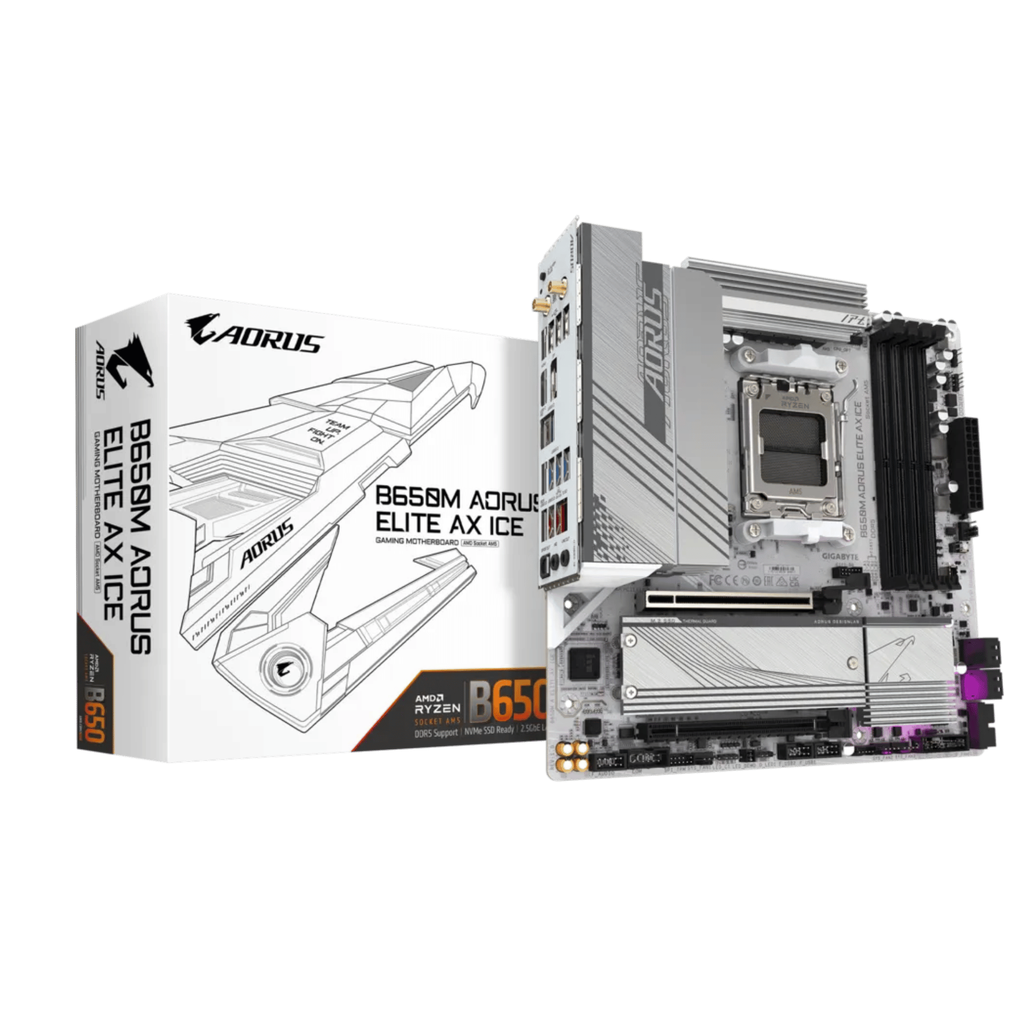 GIGABYTE B650M AORUS ELITE AX ICE AM5 DDR5 MOTHERBOARD