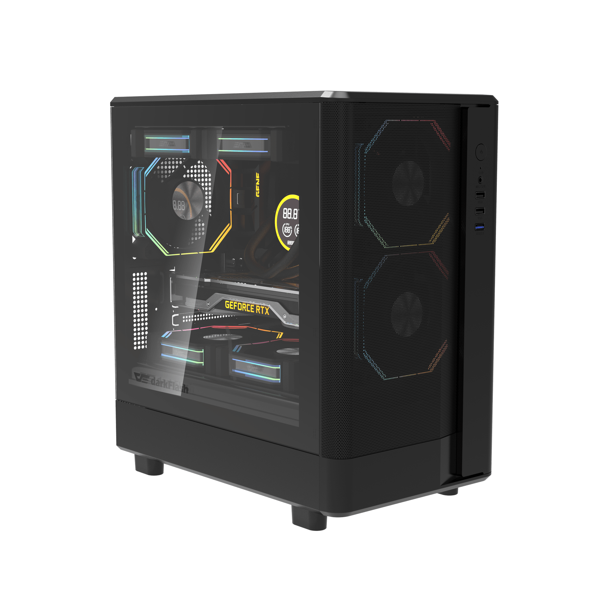 DARKFLASH DB330M MESH M-ATX GAMING CASE – HIGH AIRFLOW FRONT PANEL, TEMPERED GLASS SIDE