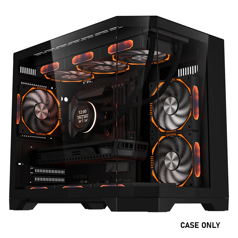 COOLMAN SPECTRA M-ATX PANORAMIC TEMPERED GLASS GAMING CASE – DUAL CHAMBER DESIGN