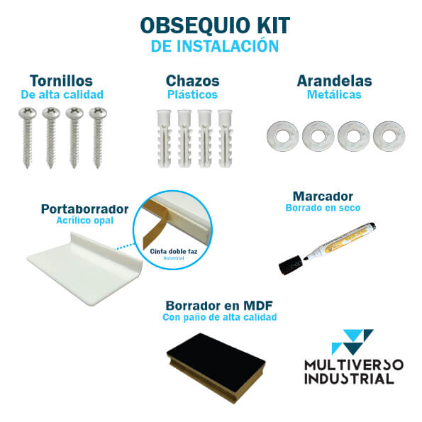 TABLERO BORRABLE ACRÍLICO BLANCO 80X60CM