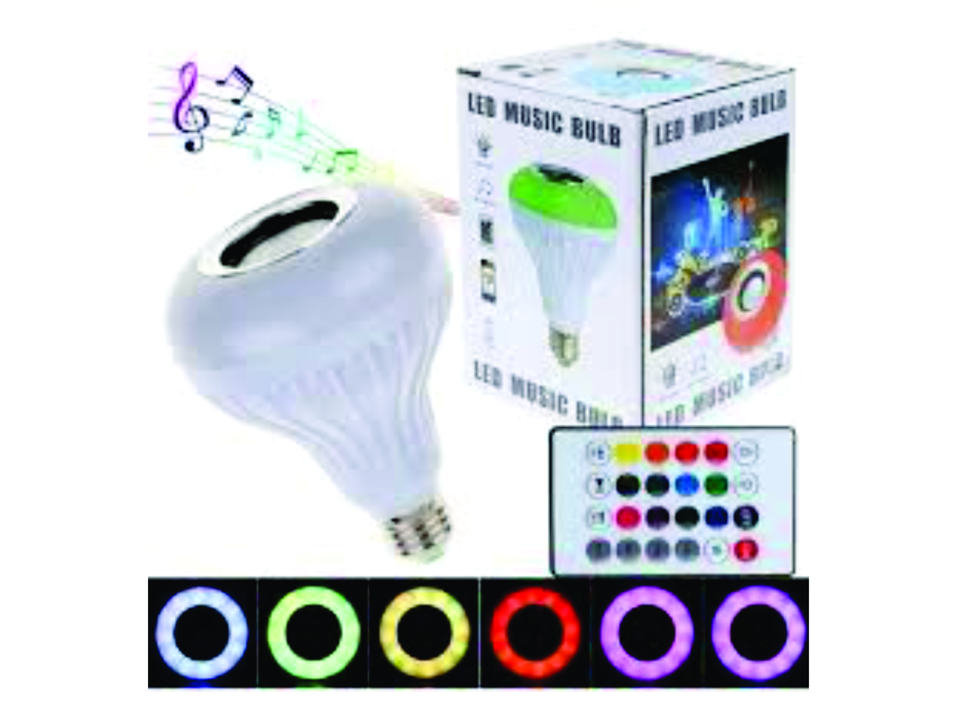 Bombillo Led Parlante Rgb Con Control De Mando Y Bluetooh