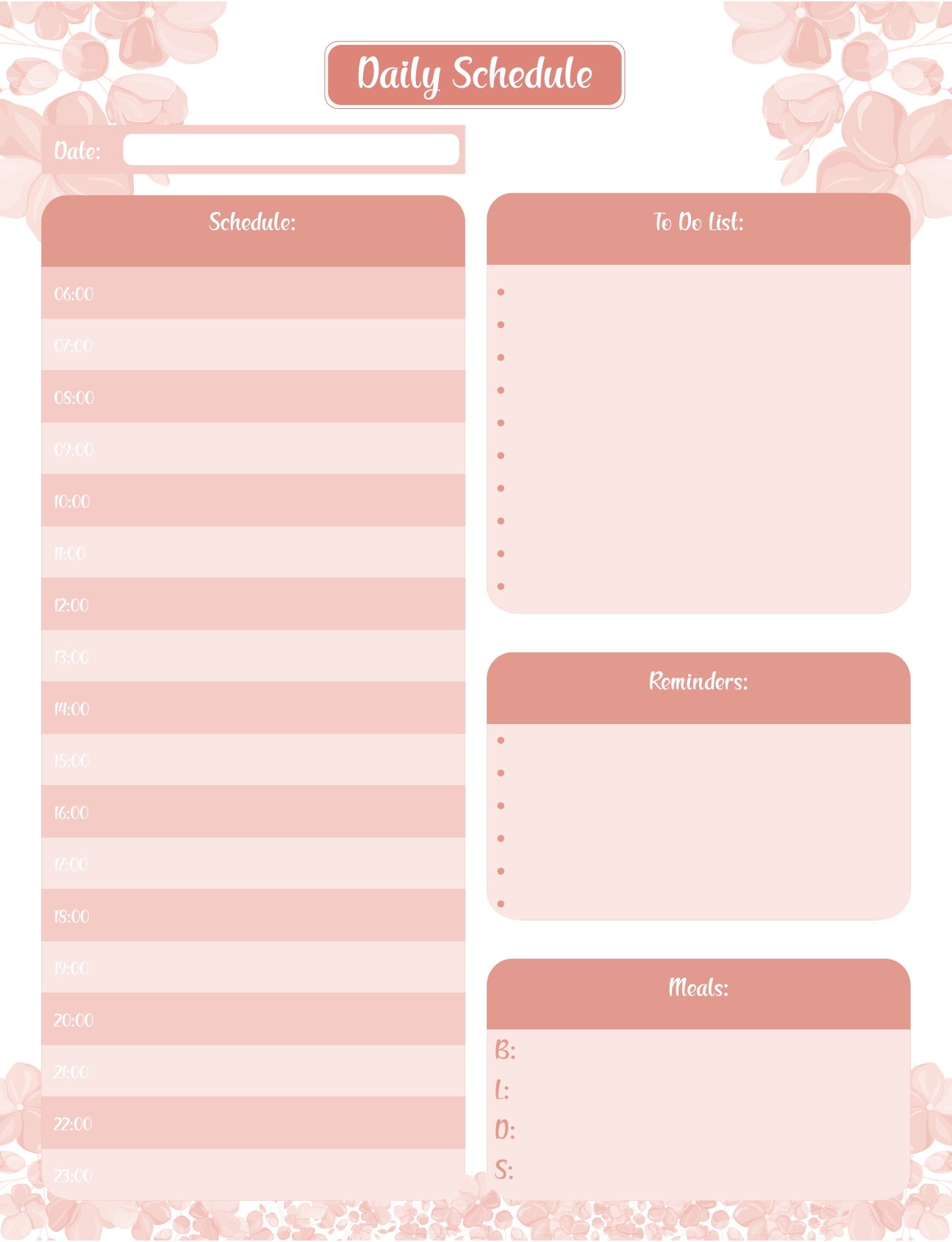 Daily Schedule – Free Printable