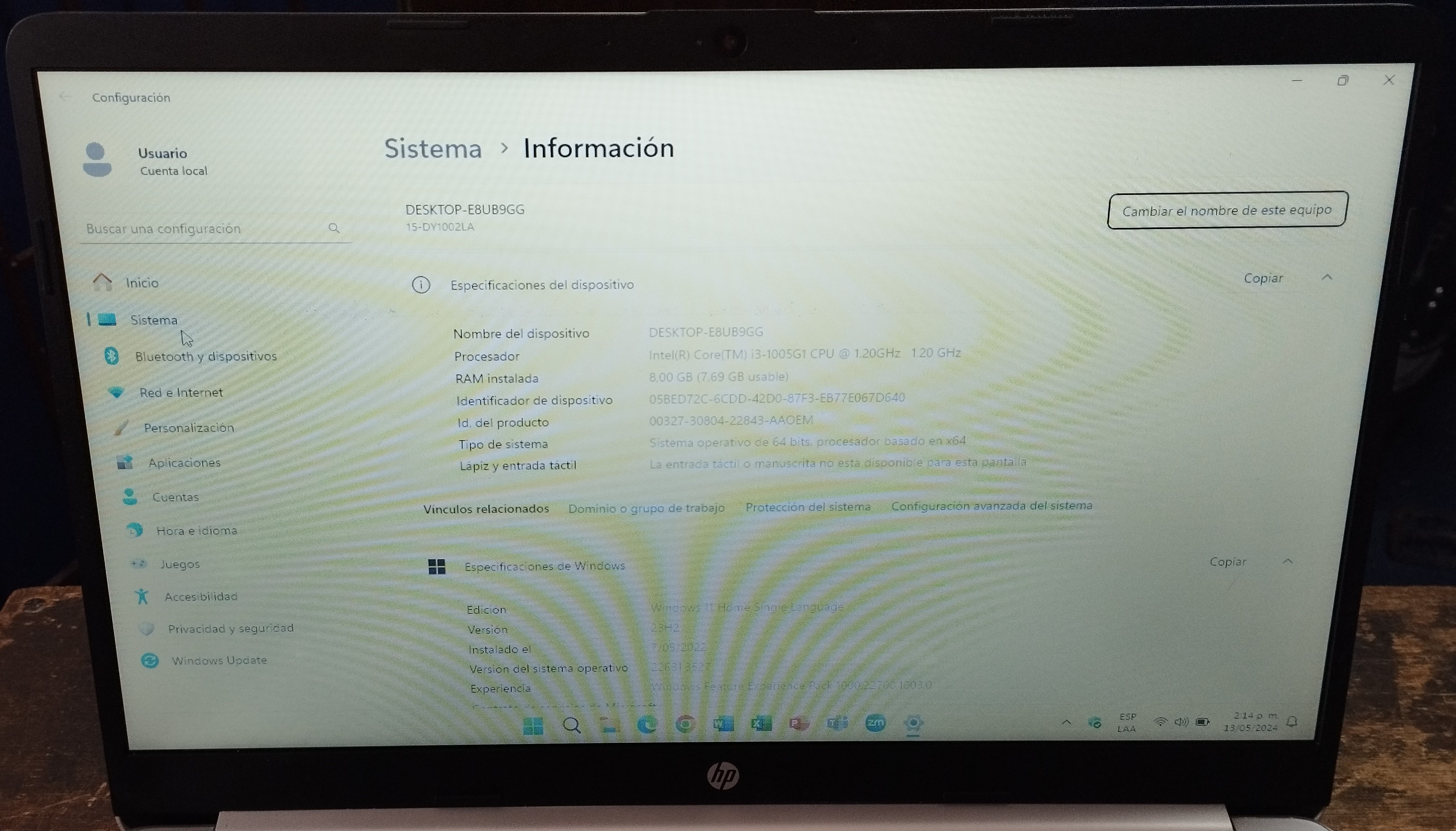 Computador Hp 15-dy1002la