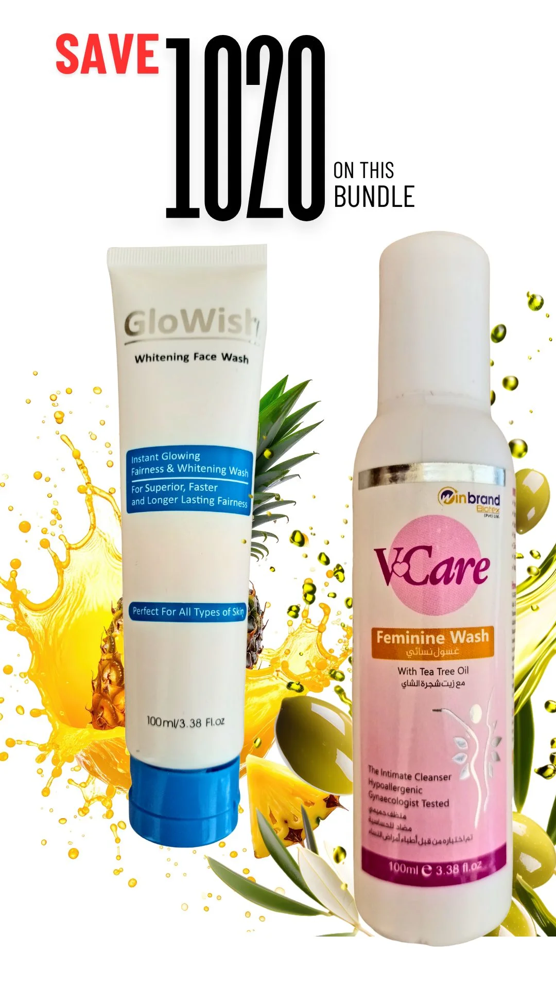 Glowish Face Wash + V Care Feminine Wash
