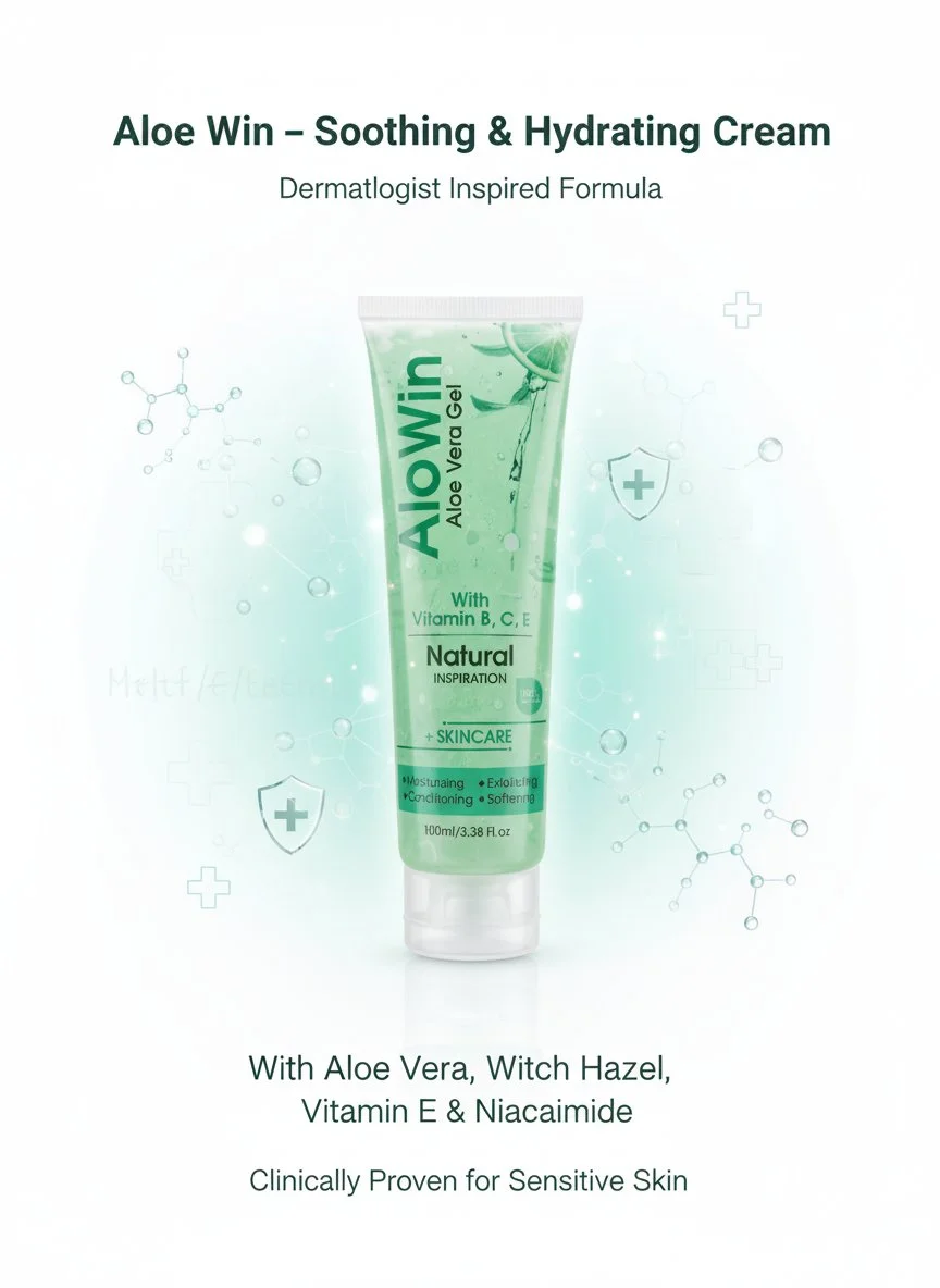 Pure Aloe Vera Gel for Sunburn, Hair Growth & Skin