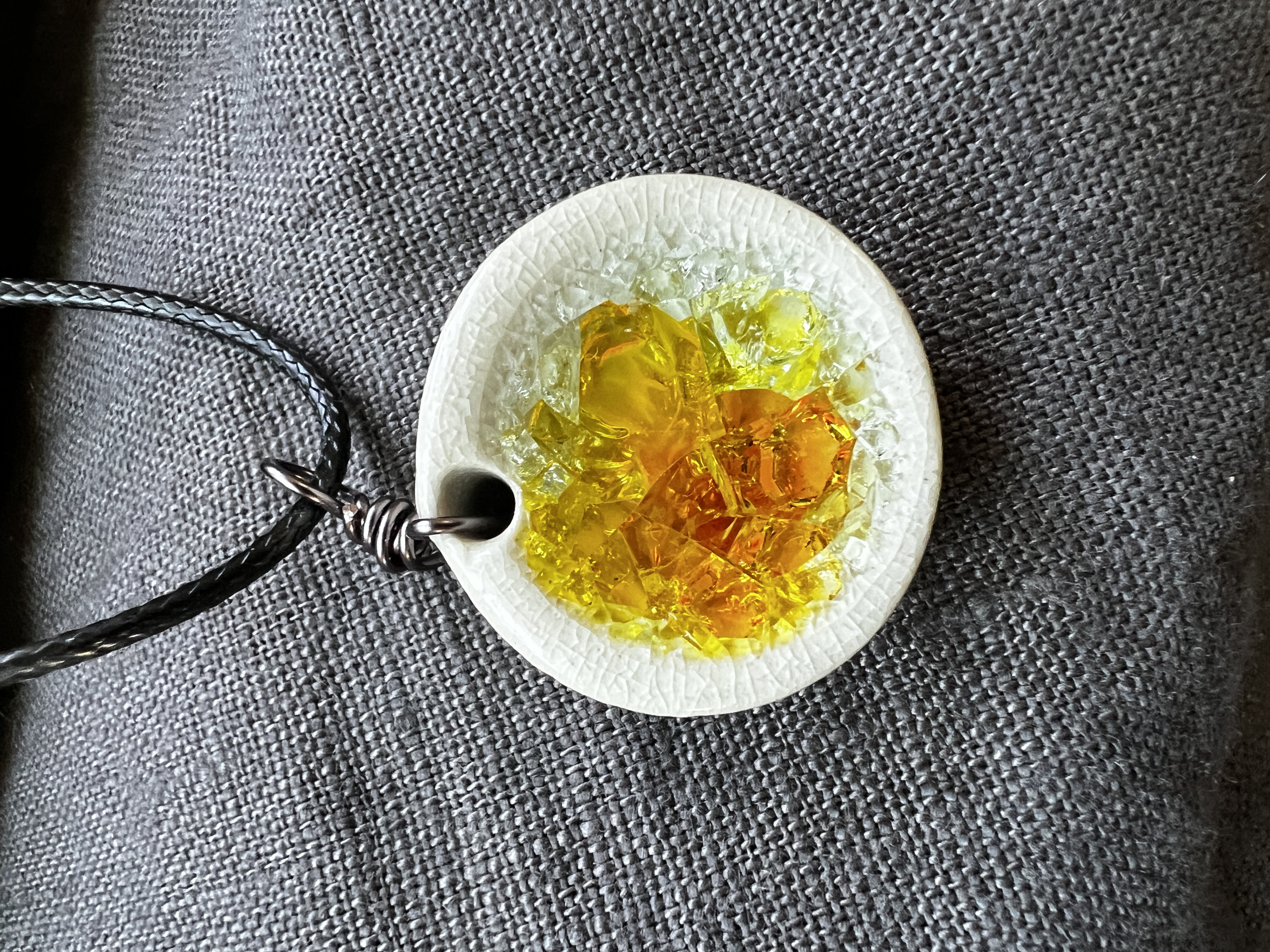 Handcrafted Glass and Ceramic Pendant