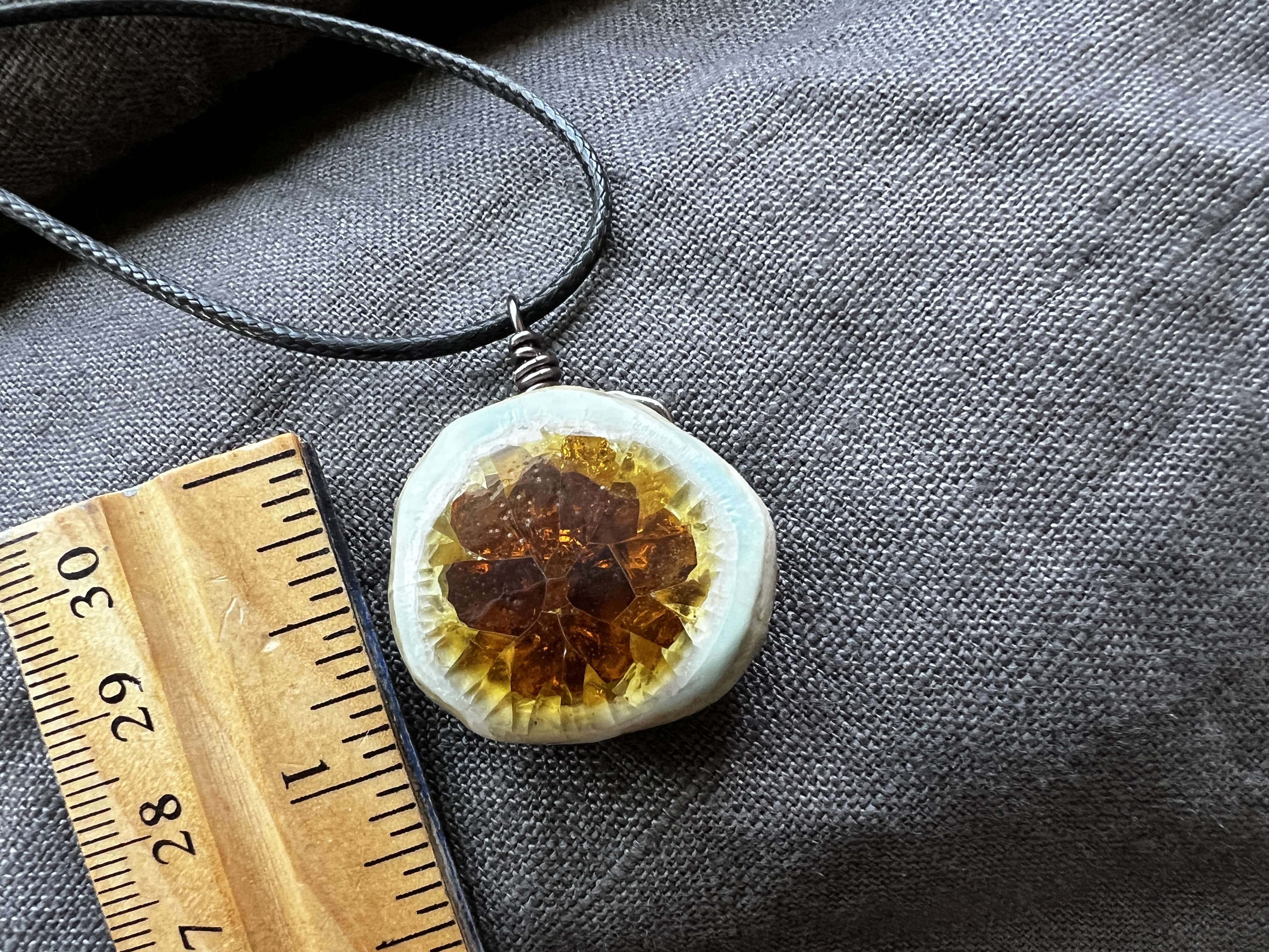 Handcrafted Glass and Amber Pendant