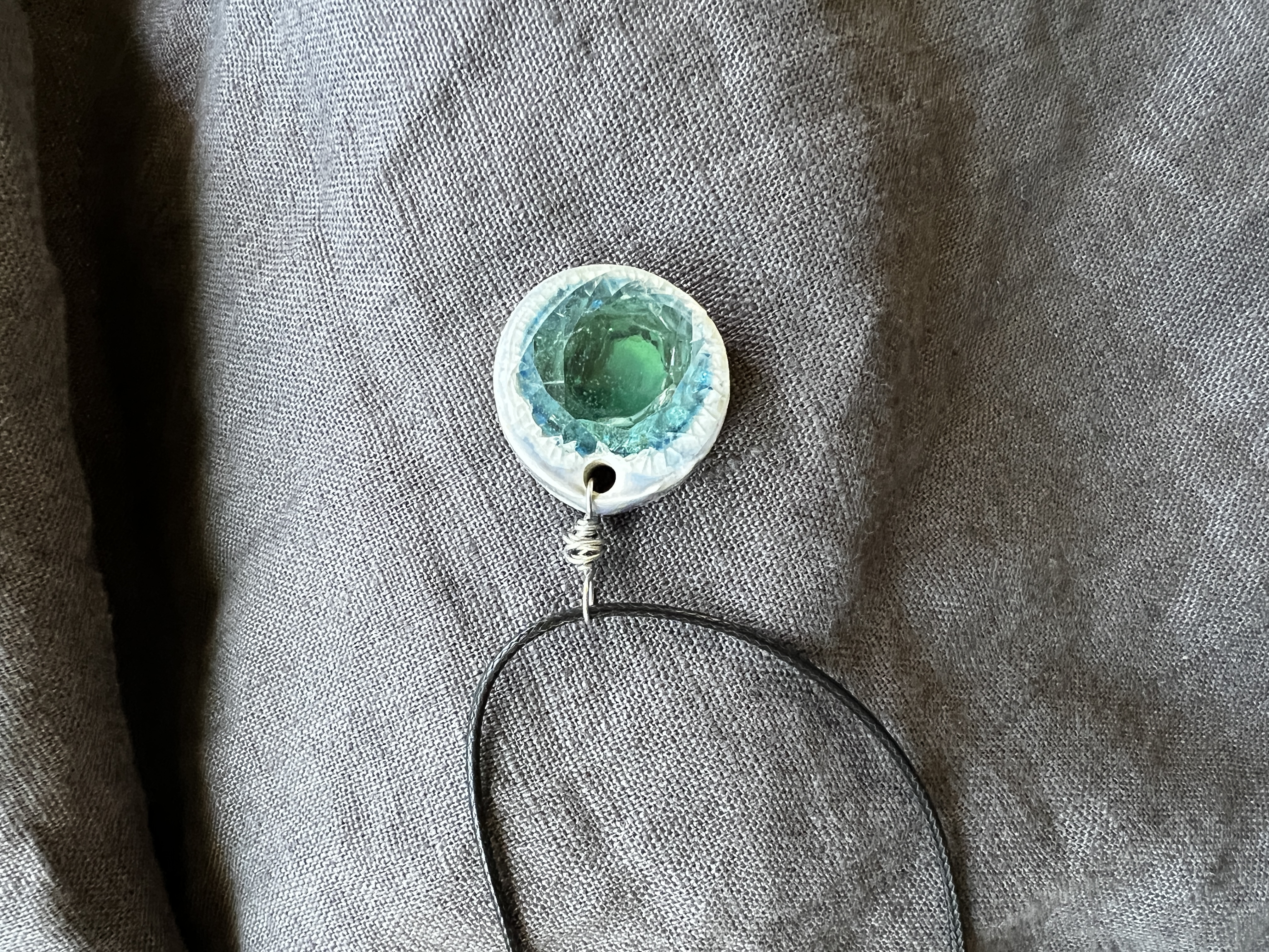 Handmade Glass and Ceramic Pendant