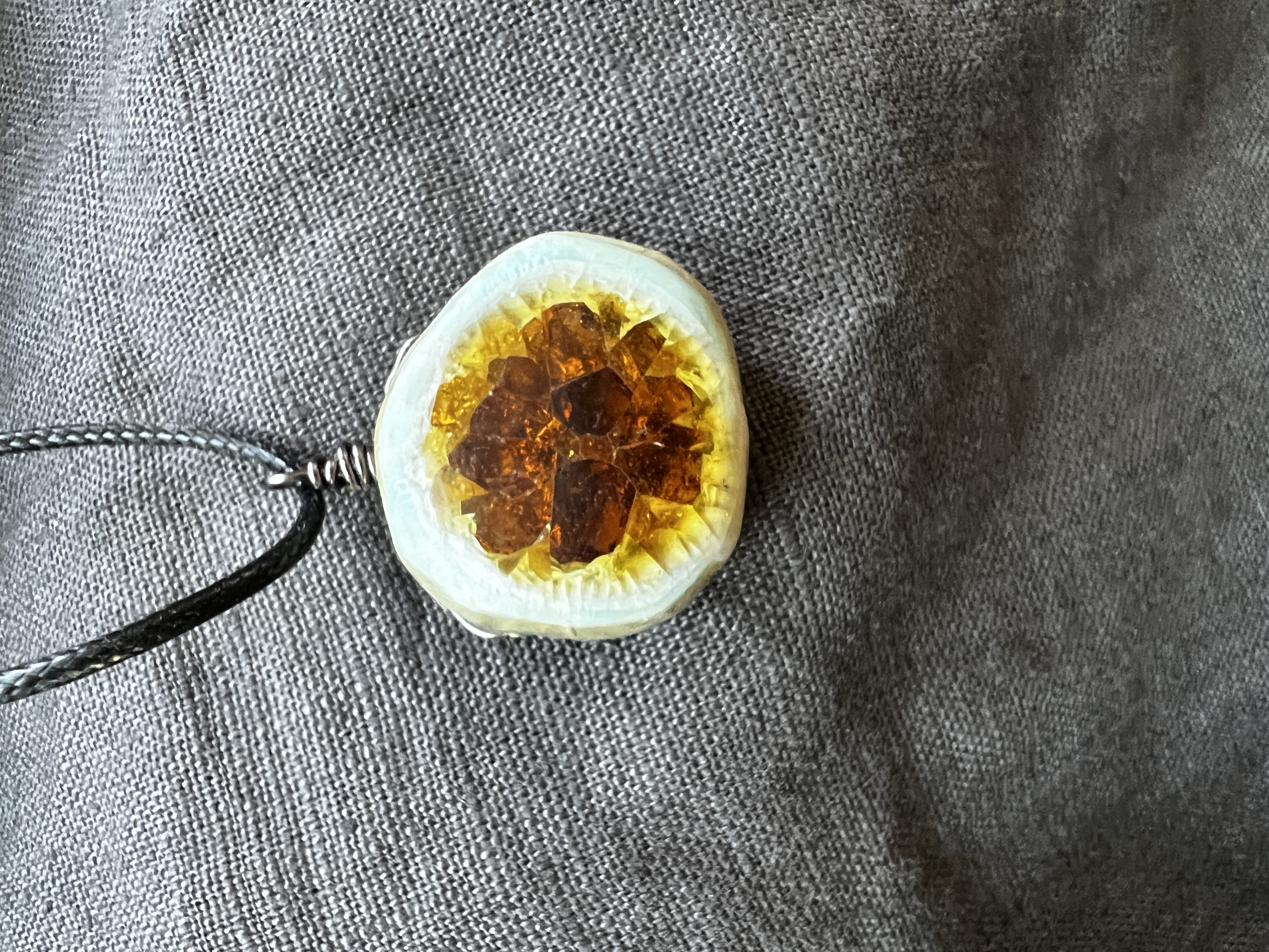 Handcrafted Glass and Amber Pendant
