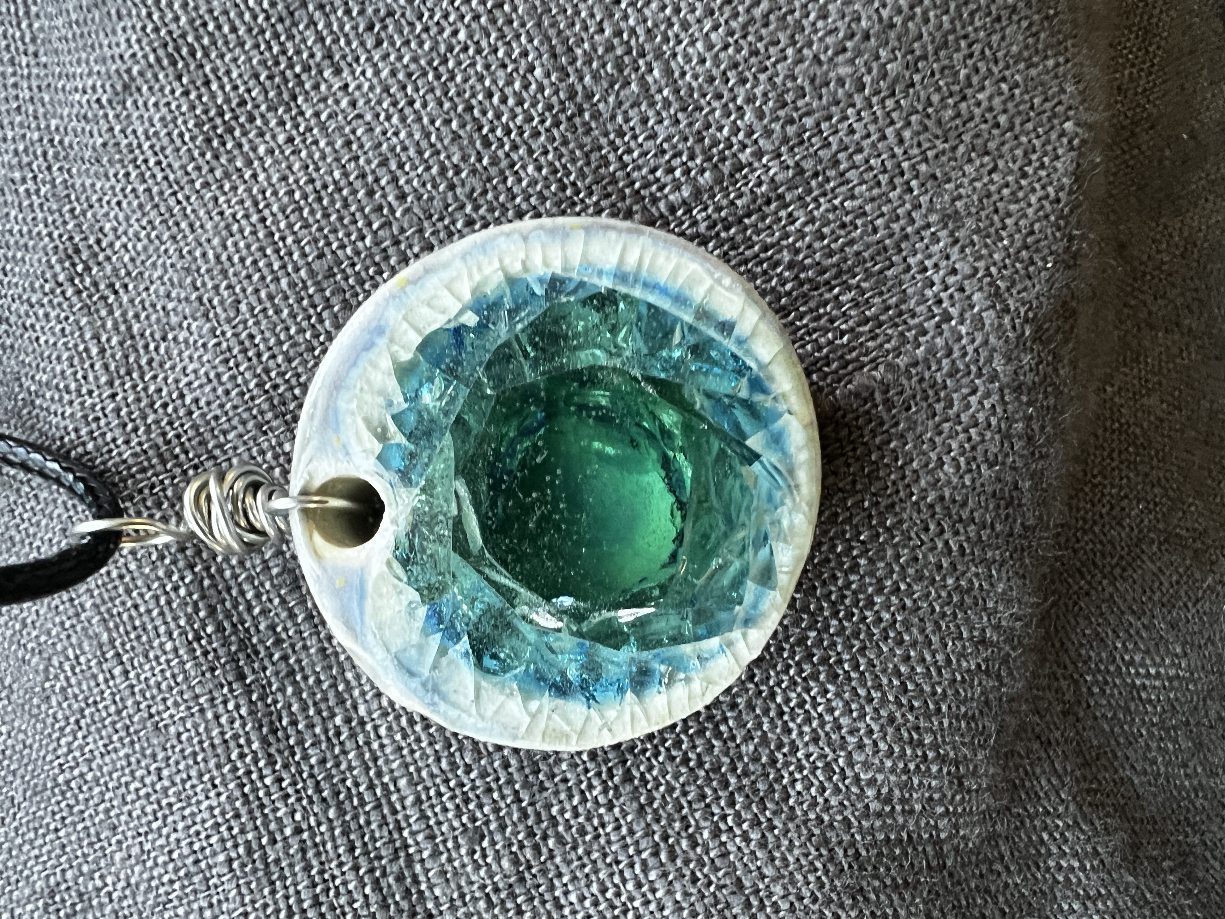 Handmade Glass and Ceramic Pendant