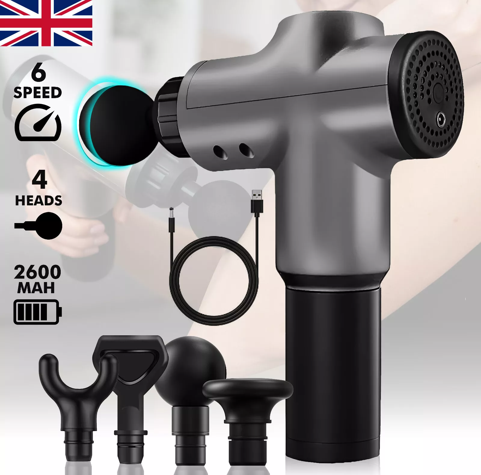 Massage Gun Deep Percussion Massager Muscle Vibration Tissue Relaxing Therapy UK