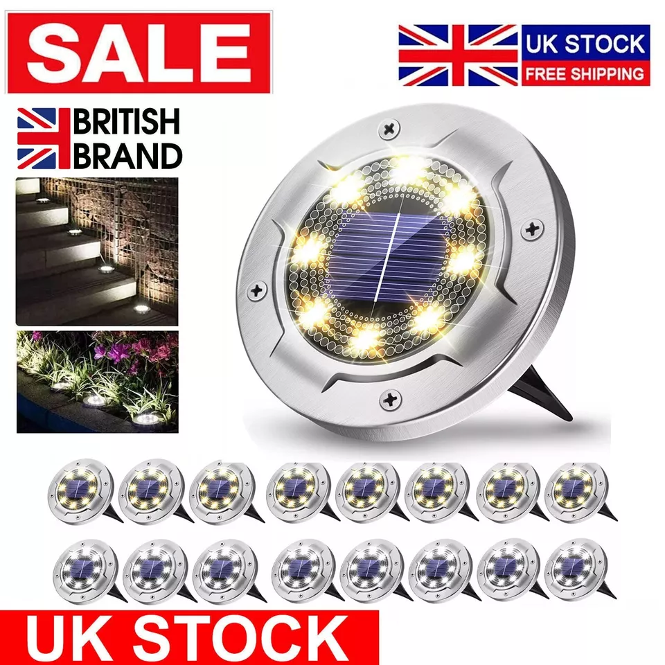 Solar Ground Lights LED Solar Power Ground Lights Outdoor Garden Lawn Path & Patio IP65 Waterproof