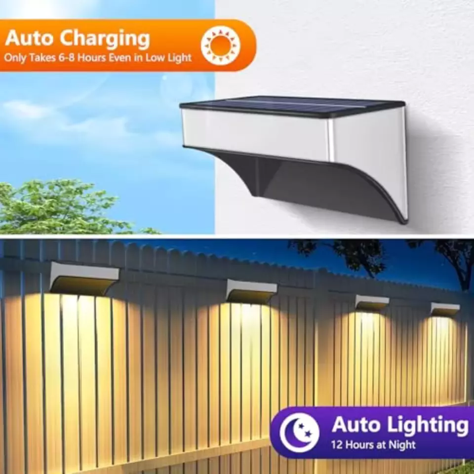 Solar Wall Lights for Outdoor Garden, Patio, RGB Colour Changing Lamps (4 Pack)