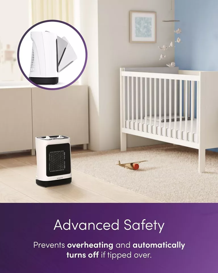Emperial Mini Fan Heater Ceramic With 2 Heat Settings & Auto Oscillation - 2000W