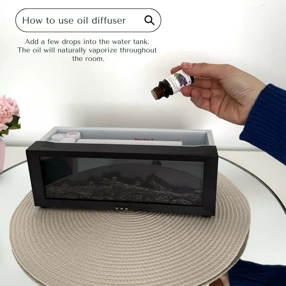 Fireplace Flame Humidifier Colourful Light Flame Essential Oil Diffuser