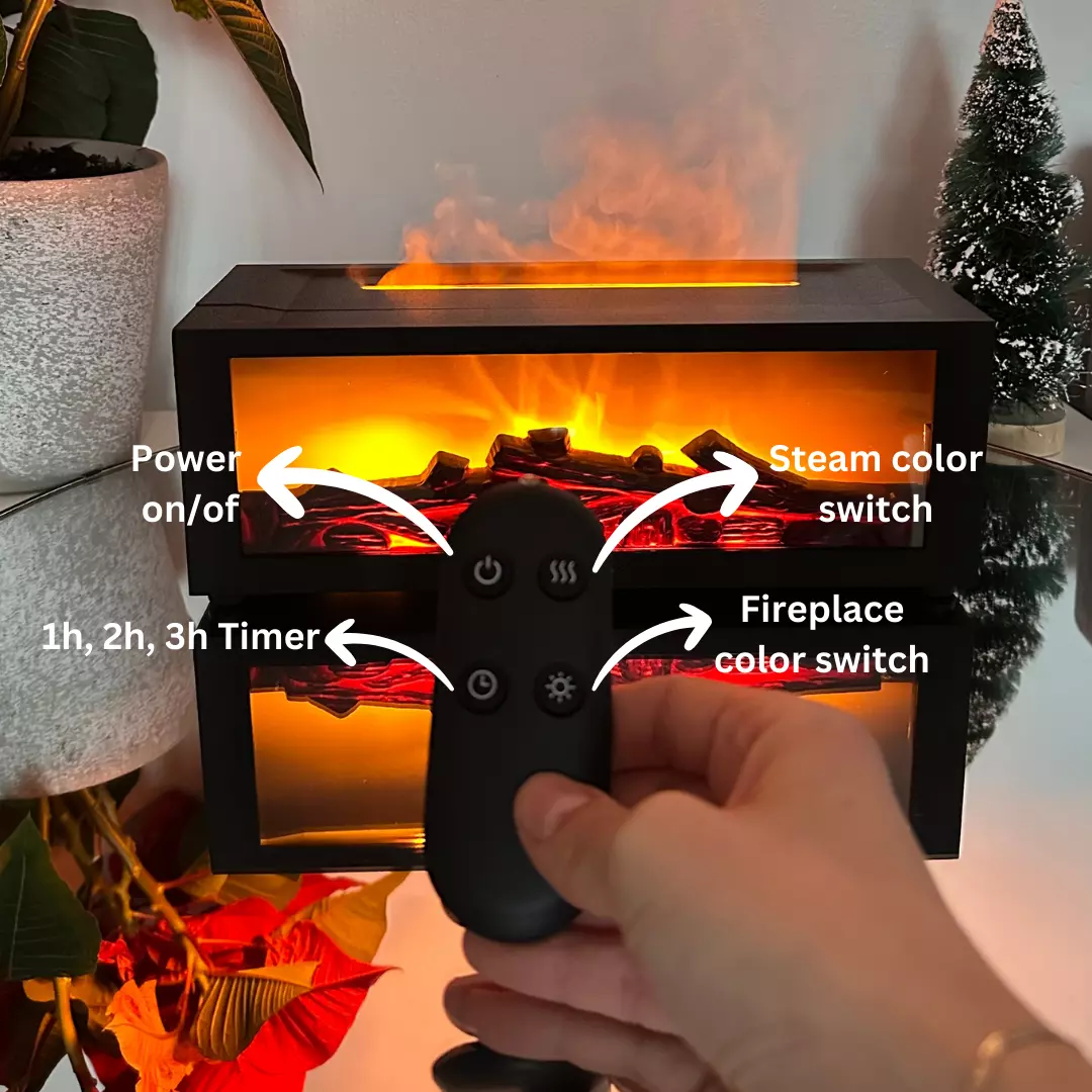 Fireplace Flame Humidifier Colourful Light Flame Essential Oil Diffuser