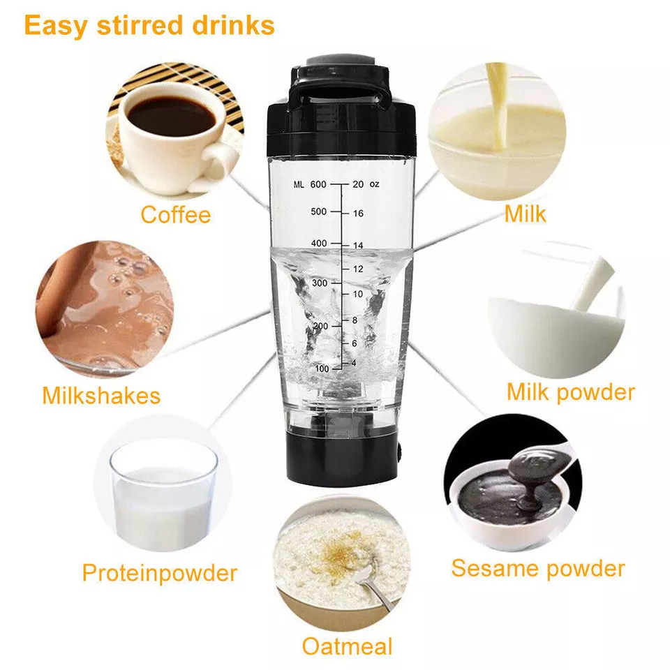 600ML Electric Protein Mixer Shaker Bottle Drink Vortex Cup Portable Blender UK