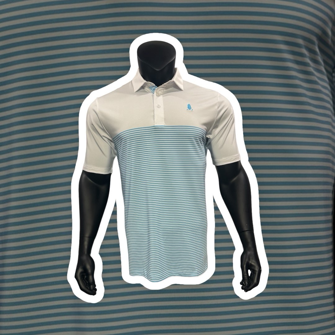 White Top Teal Stripe Polo