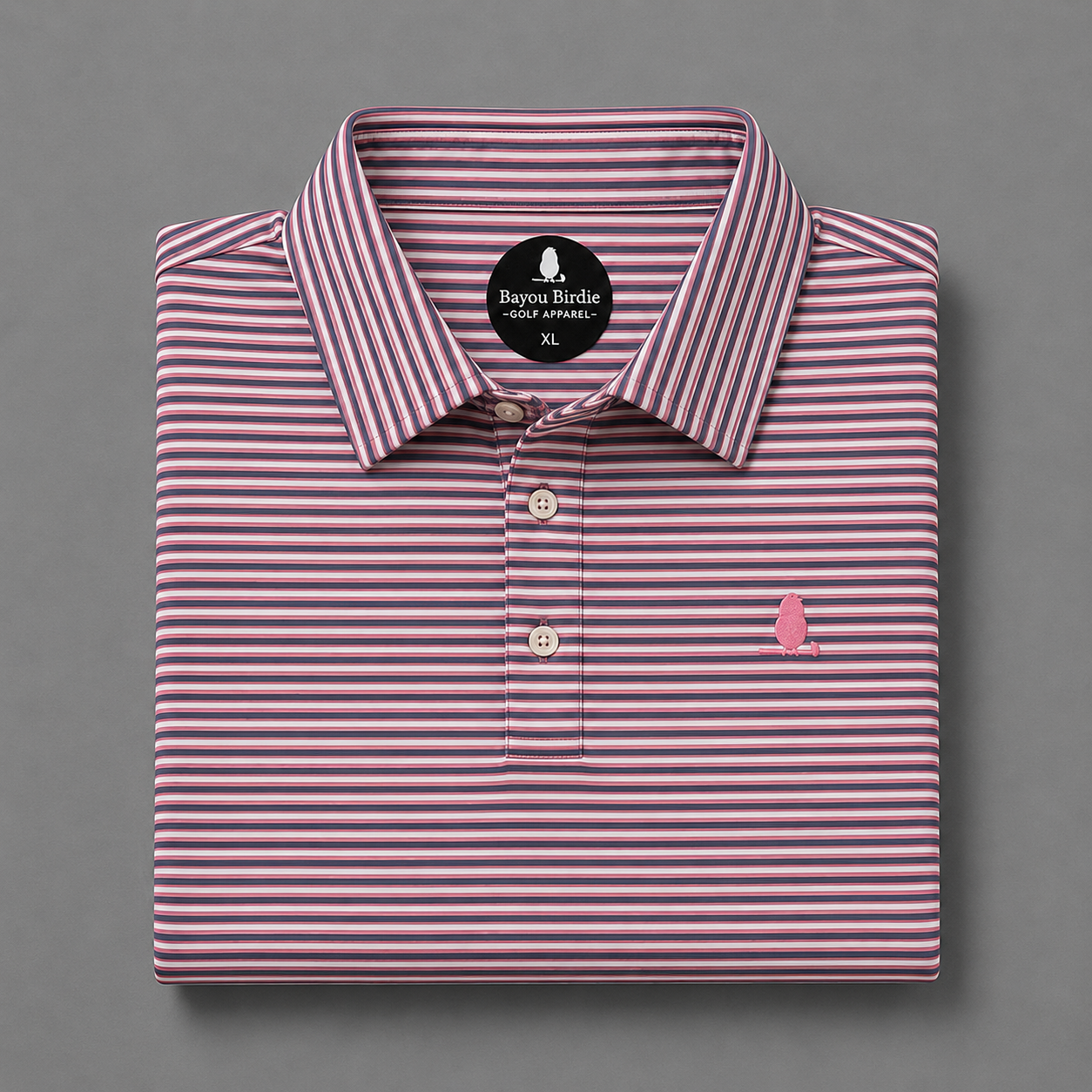 Pink-Grey-White Stripe Polo