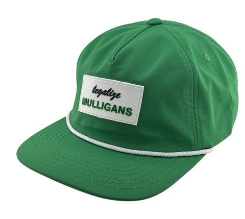 "Legalize Mulligans" Non-Structured White Rope Hat- Green
