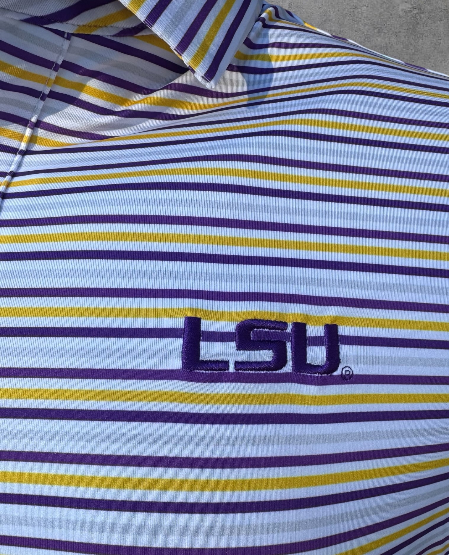 Juniors-LSU Classic Stripe Polo 