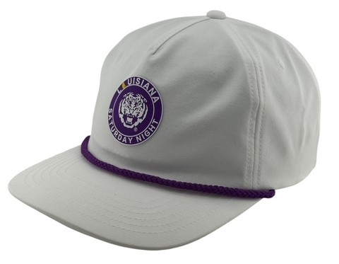 "Louisiana Saturday Night" Non-Structured Purple Rope Hat- White