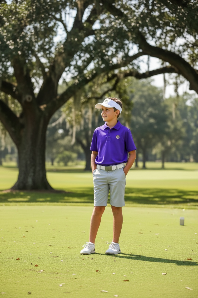 Juniors-LSU Tiger Solid Purple Polo 