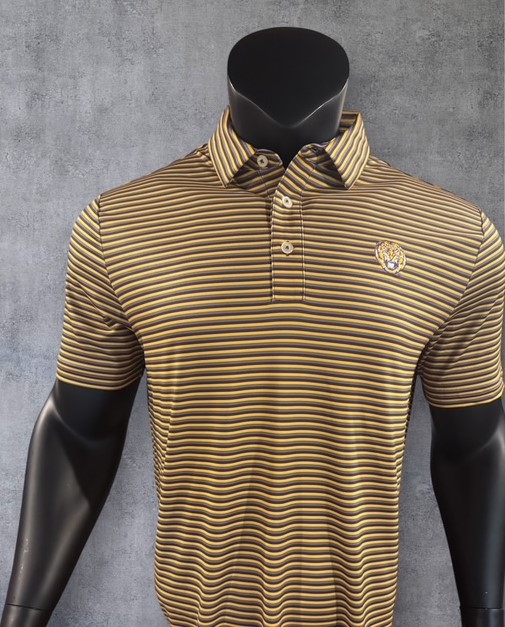LSU Purple/Gold/Grey Stripe Polo