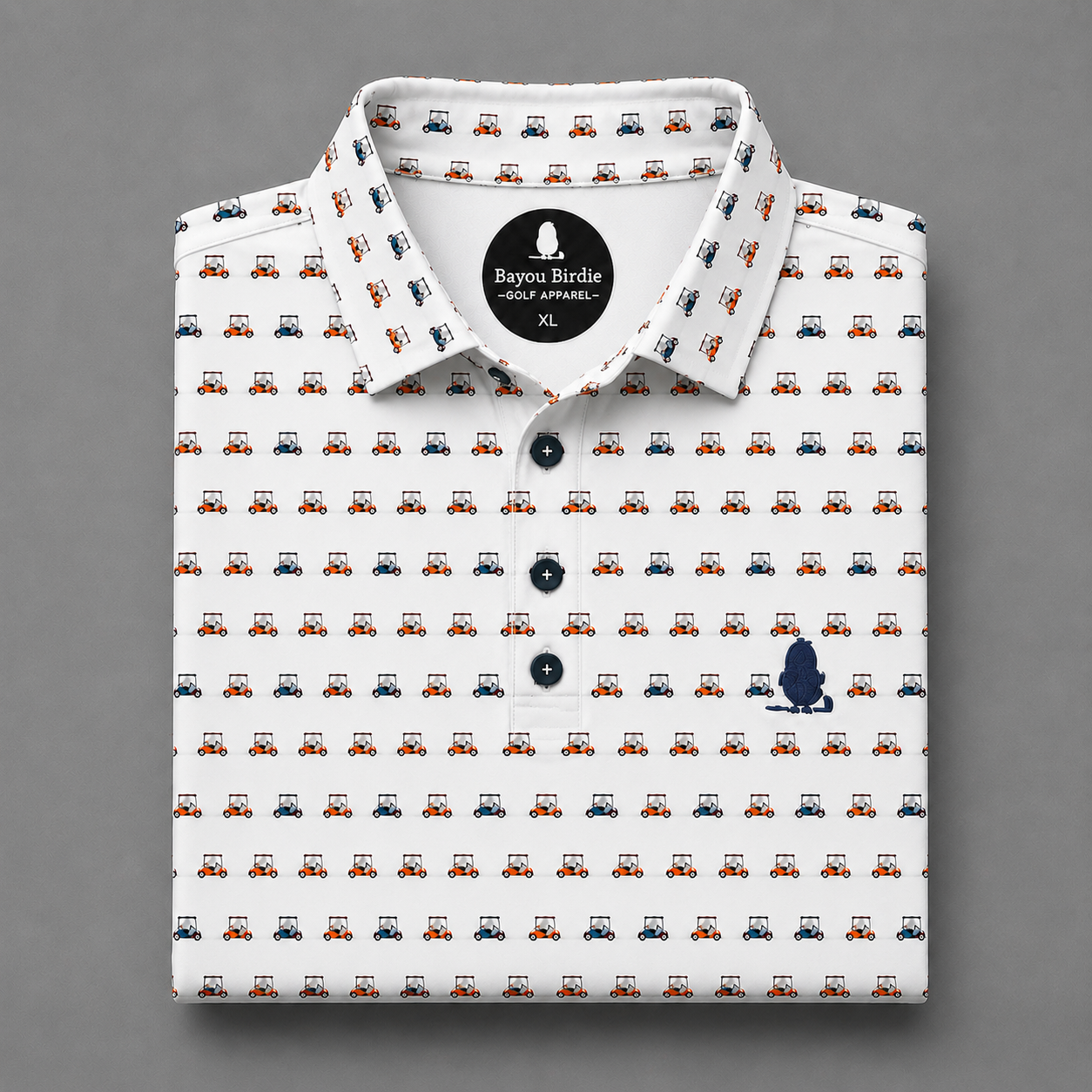Orange and Blue Golf Cart Polo