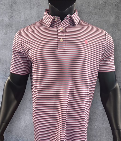 Pink-Grey-White Stripe Polo