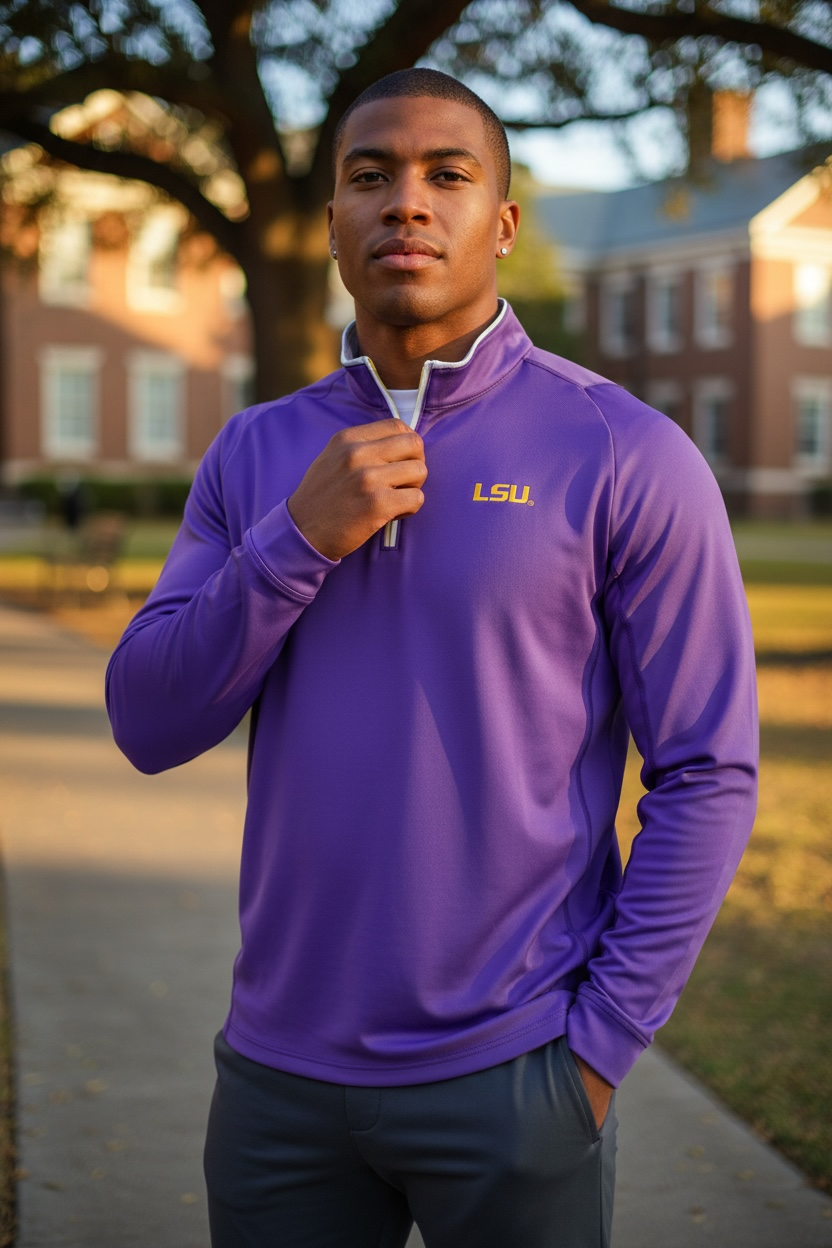 LSU Purple Quarter Zip Pullover 