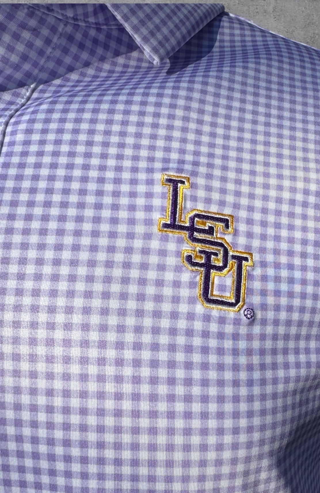 Juniors-LSU Gingham Polo 