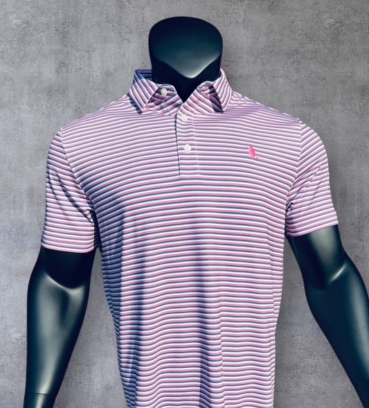 Pink-Grey-White Stripe Polo