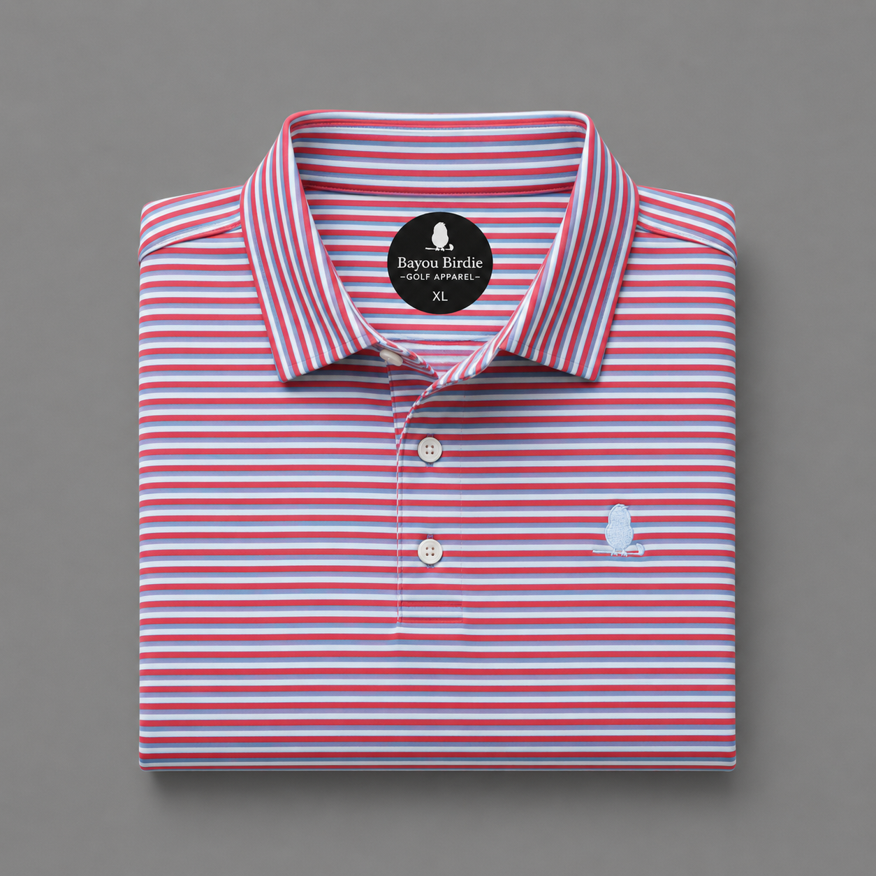 Crimson/Grey/White Stripe Polo
