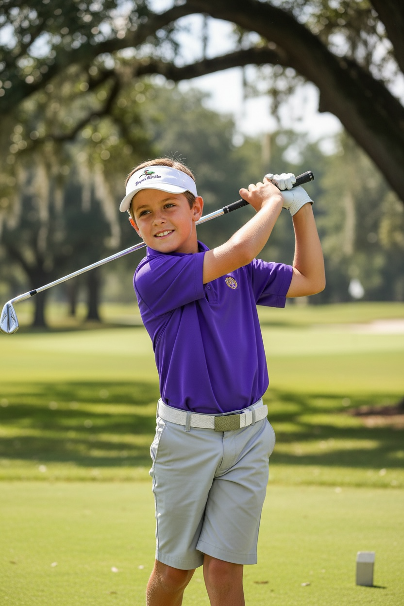 Juniors-LSU Tiger Solid Purple Polo 