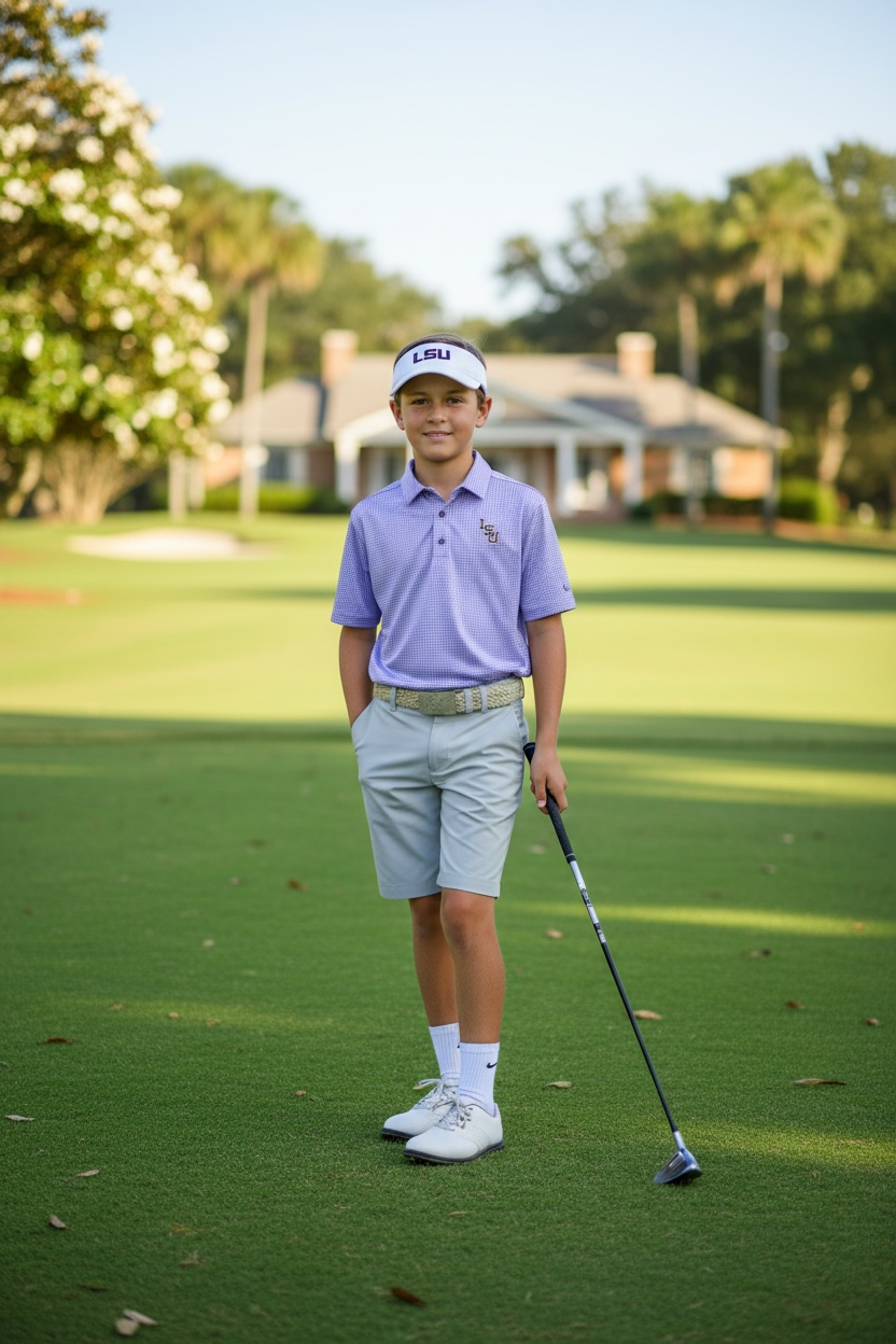 Juniors-LSU Gingham Polo 