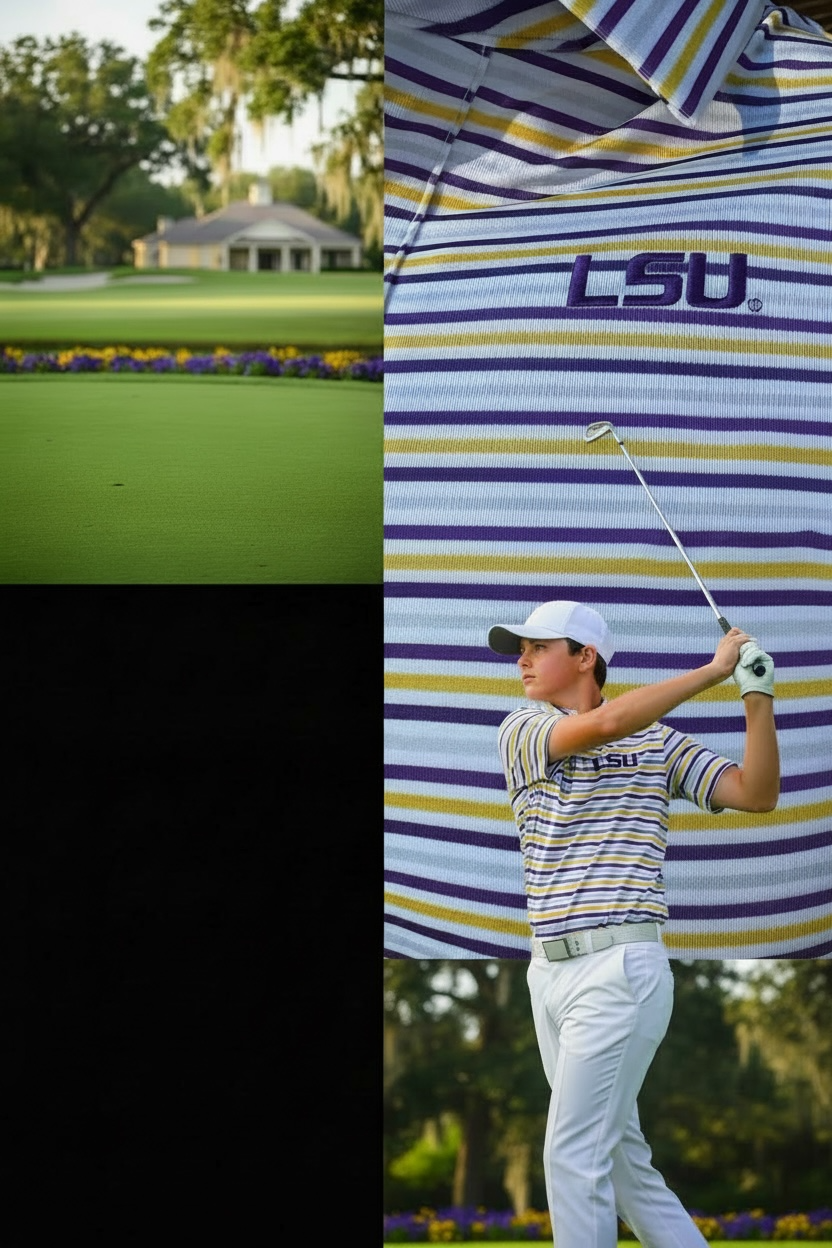 Juniors-LSU Classic Stripe Polo 