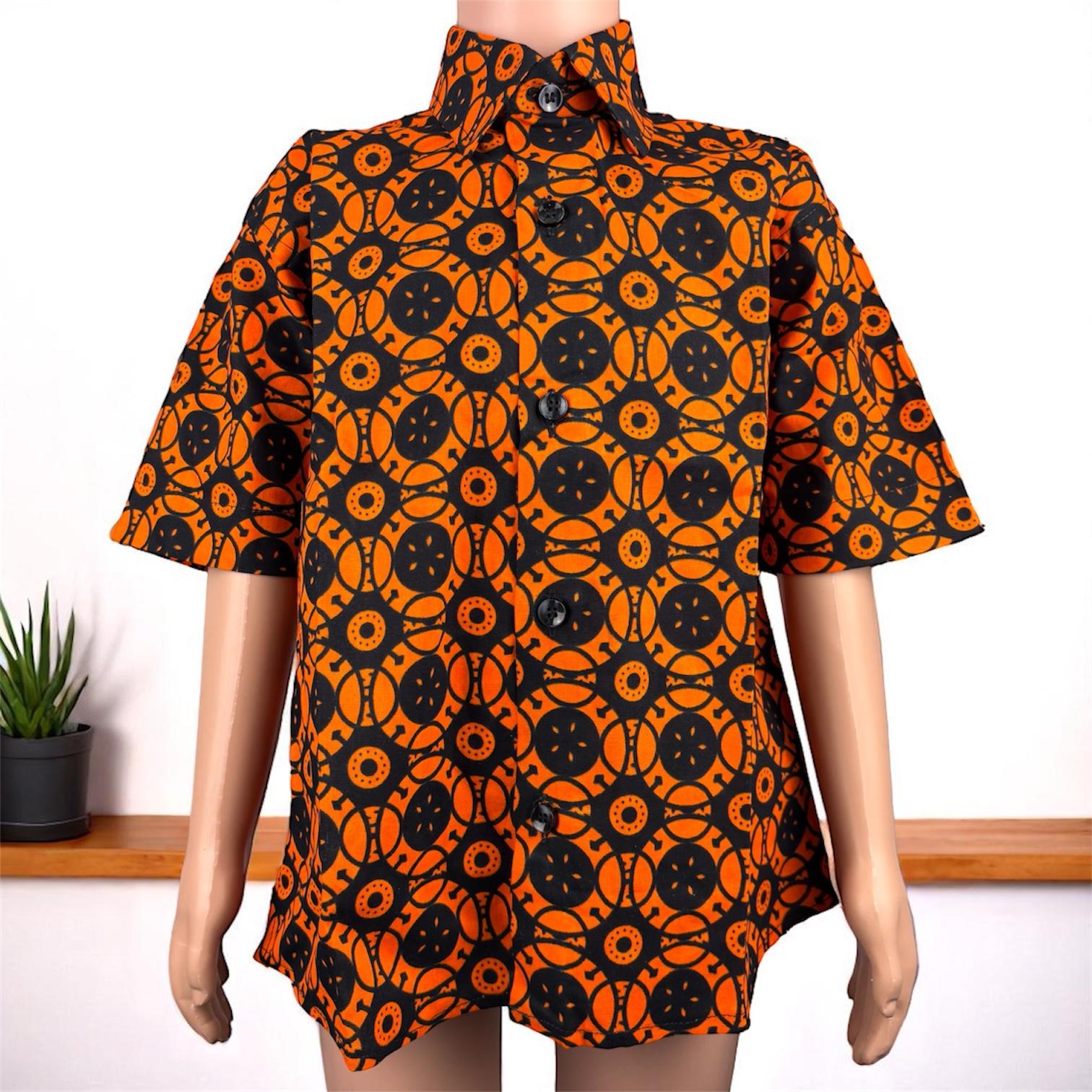Orange Geo Short Sleeve Shirt