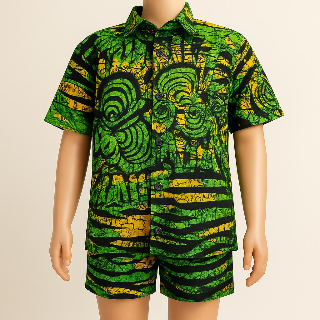 Green Geo Short Sleeve Shirt