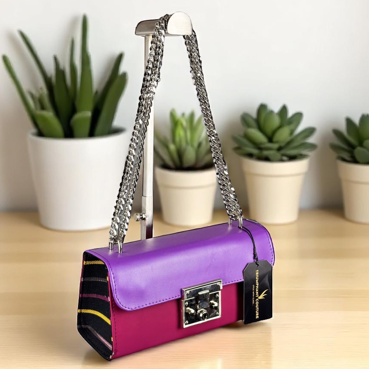 Purple Premium Leather Asoke Bag