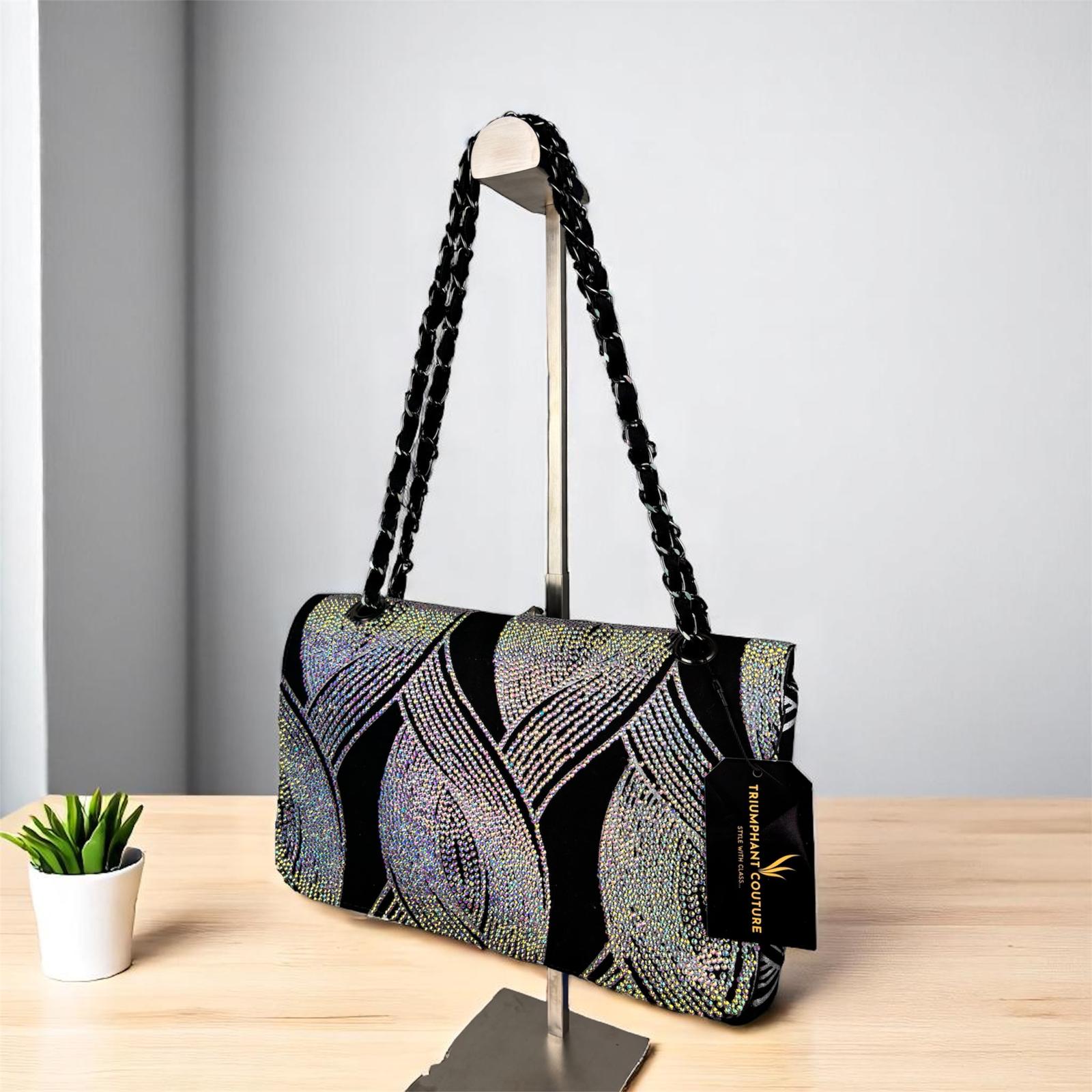 Elegant Black Embellished Handbag