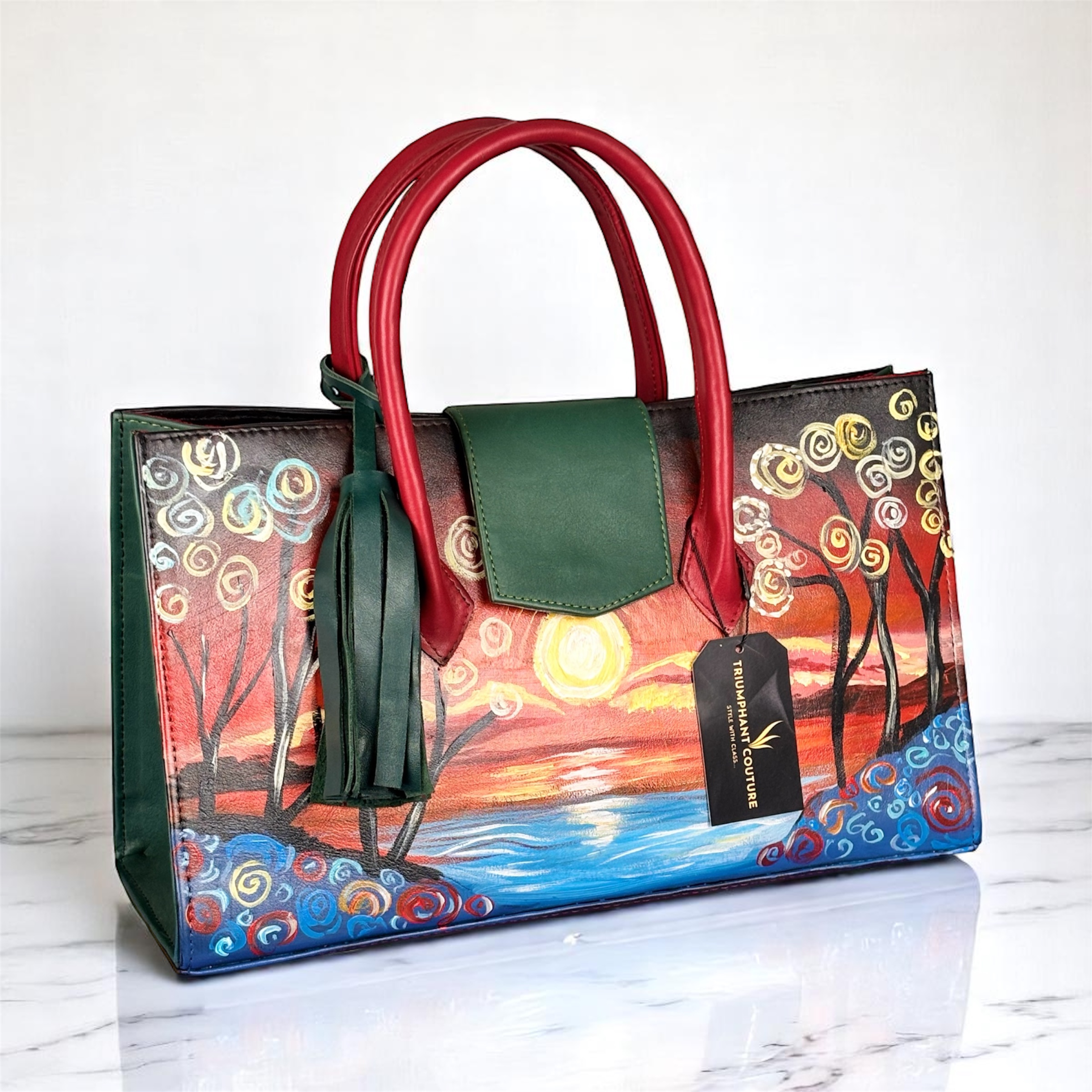 Hand-painted Leather Handbag