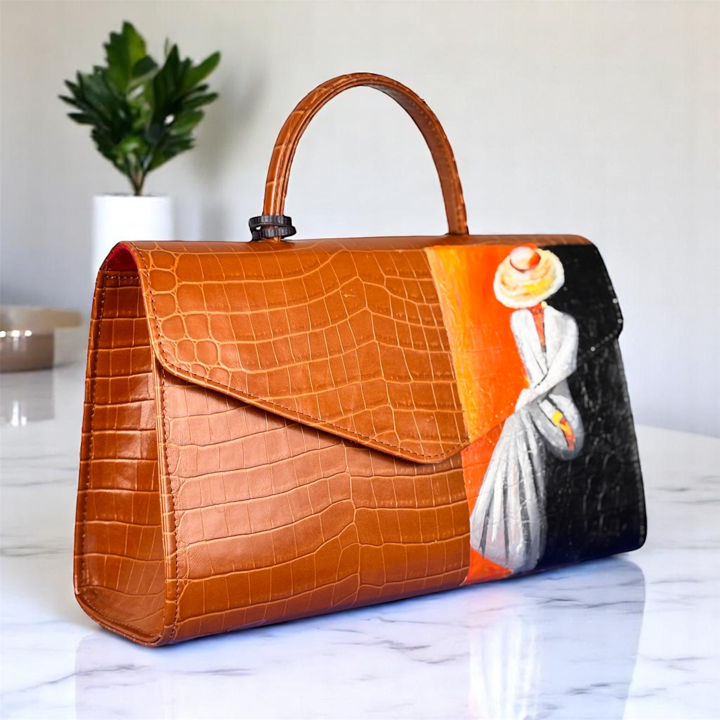 Lady Orange Leather Handbag