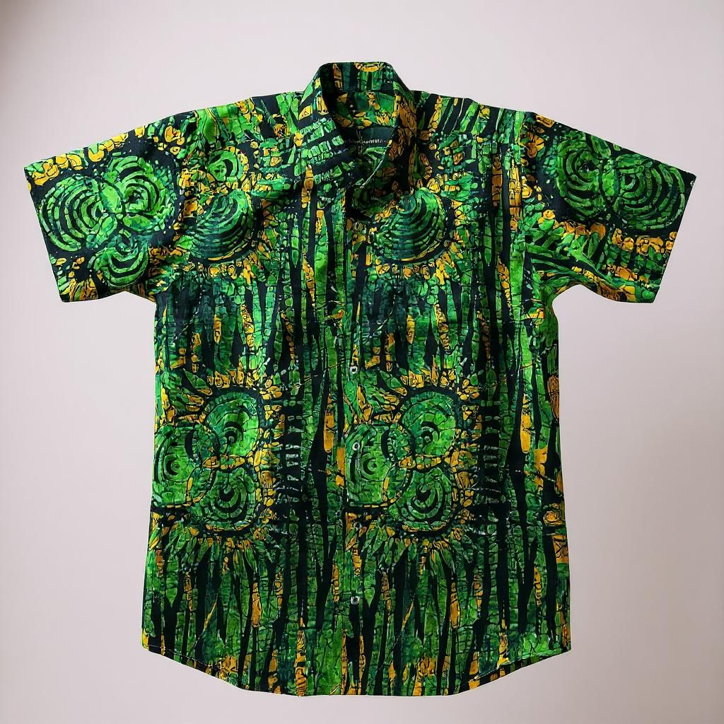 Green Patterned Short Sleeve Shirt