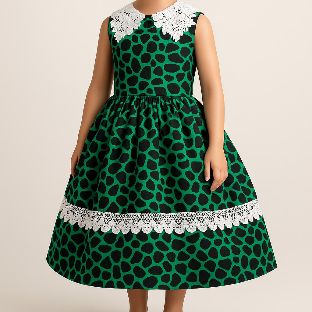 Green & Black Polka Dot Dress