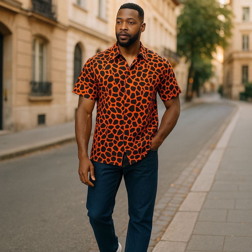 Orange Leopard Print Shirt