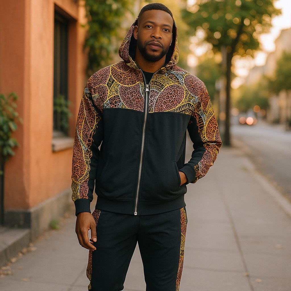 Patterned Hoodie and Jogger Set