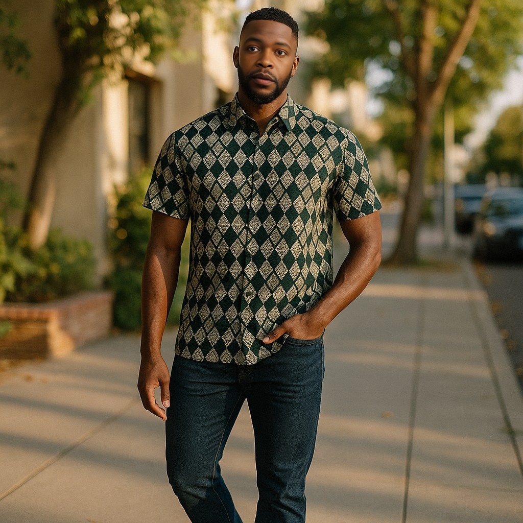 Green Diamond Short-Sleeve Shirt