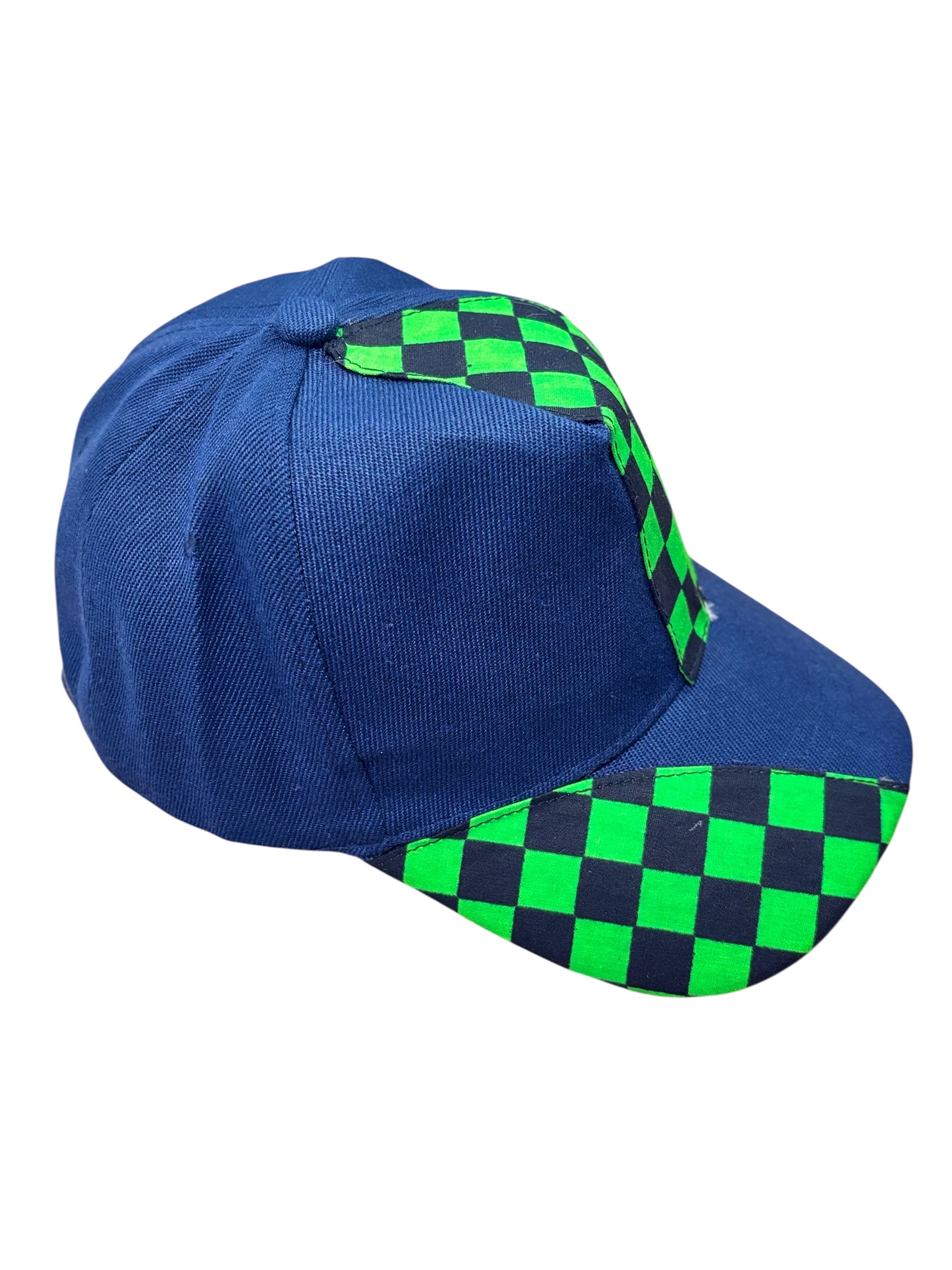 Blue and Green Checkerboard Cap
