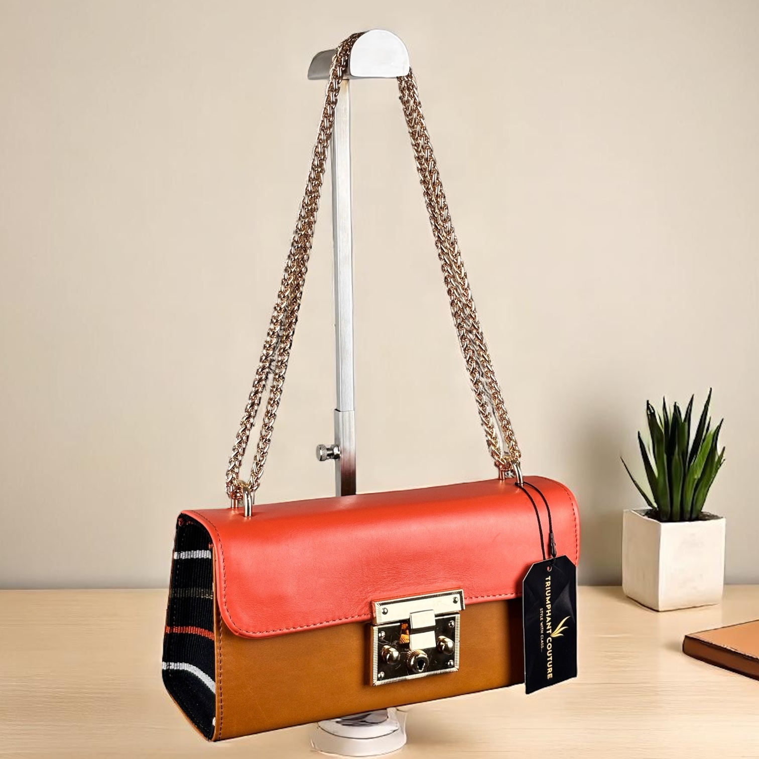 Orange Premium Leather Asoke Bag